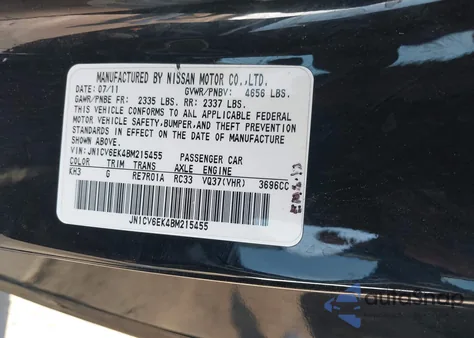 2011 Infiniti G37 Journey z USA, uszkodzony, nr VIN JN1CV6EK4BM215455